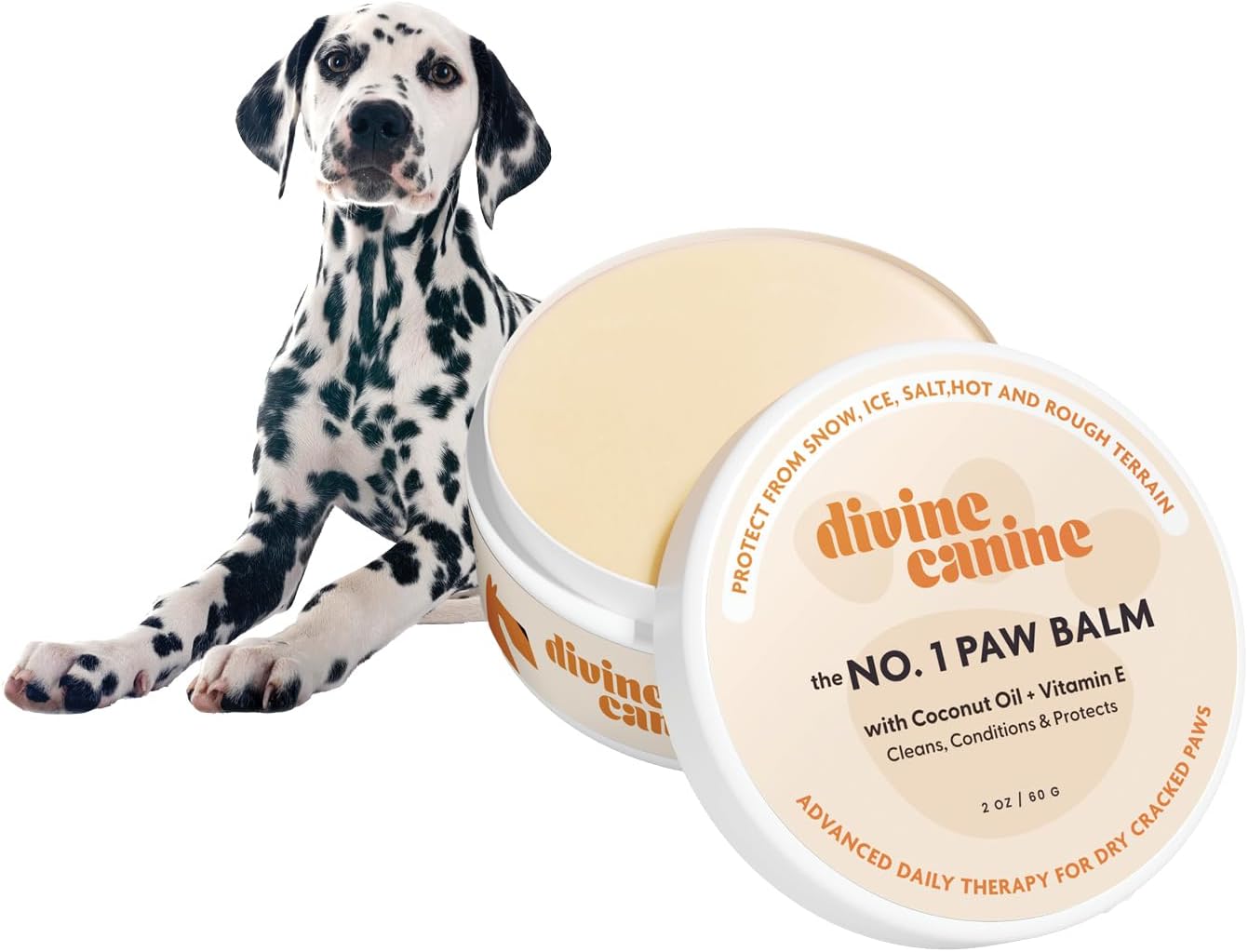 Dog Paw Balm - Paw Wax for Cracked Paws - Lick Safe - 2 oz | Lick-safe dog paw balm & wax with coconut oil, jojoba & vitamin E to soothe cracked paws & shield from hot pavement