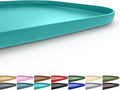 Silicone Pet Feeding Mat with Raised Edge for Food and Water, Dog Bowl Mats, Cat Bowls Placemat with High Lip for Floor Waterproof, Rubber Tray for Cats and Dogs 24 x 16 x0.8 Dark Turquoise