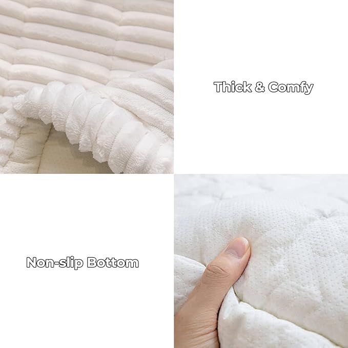 FUNNY FUZZY Pet Couch Covers for Sofa, Washable Dog Couch Cover Protector for Dogs, Flannel Couch Covers for Dogs Pet Friendly Pets Mat Bed Sofa Cover (White, 27.6"×70.9")