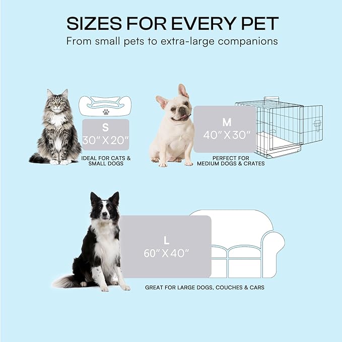 Luciphia Premium Dog Cooling Mat Non-Slip Q-MAX>0.5 Self-Cooling Pad for Large Pet Indoor Portable Kennel Puppy Bed for Couch Summer Crate Pad for Dog Washable Light Grey 40x60 inches