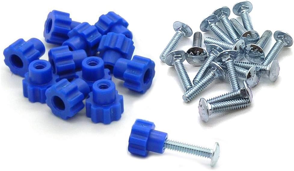 Pet Carrier Fasteners - Blue 16 Pack (Short 7/8" Bolts)