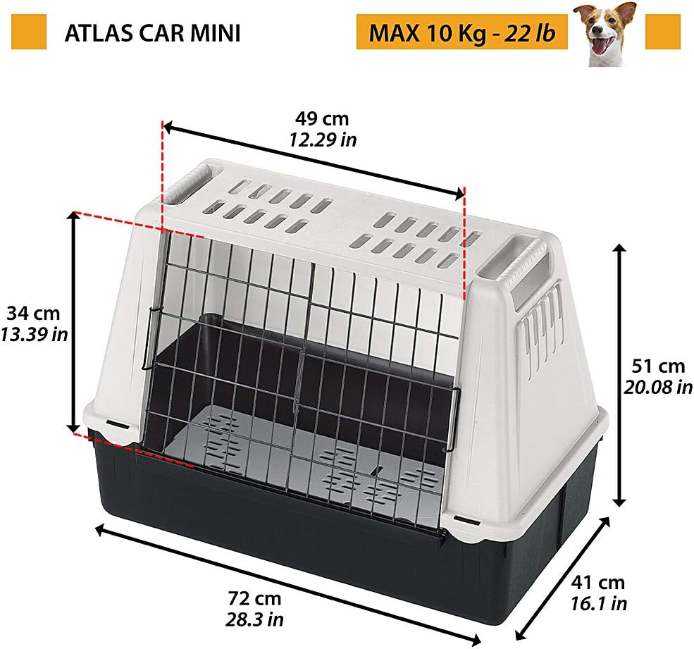 Ferplast Atlas Car Mini Dog Car Carrier, 72 x 41 x 51 cm, Grey