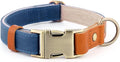 Plutus Pet Genuine Leather & Hemp Dog Collar – Adjustable Heavy Duty Pet Collar with Quick Release Metal Buckle, Soft & Stylish for Puppy and Small, Medium, Large Dogs (Royal Blue, L)
