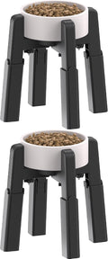 Dog Bowl Stand Full-Adjustable [2 Pack, Stand Only] | Elevated Pet Water & Food Feeder Stand for Medium and Large Pets, Raised Stable and Anti-Slip Raised Bowl