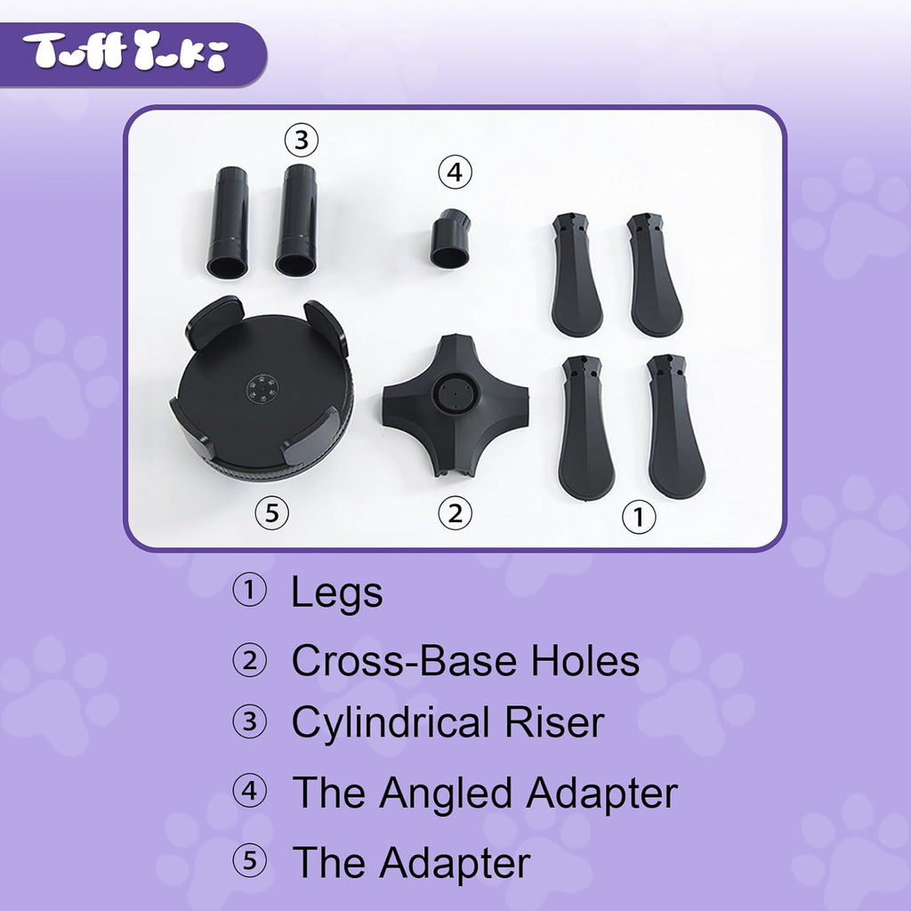 Raised Food Bowl for Dogs,Tilted Pet Feeder Stand,Non Slip Dog Bowls Stand,Dog Food Bowl Stand，for Small Medium Dogs,Adjustable for 5.5"-9.6" Bowls，Heavy-Duty Plastic，(Black, 1-Pack)