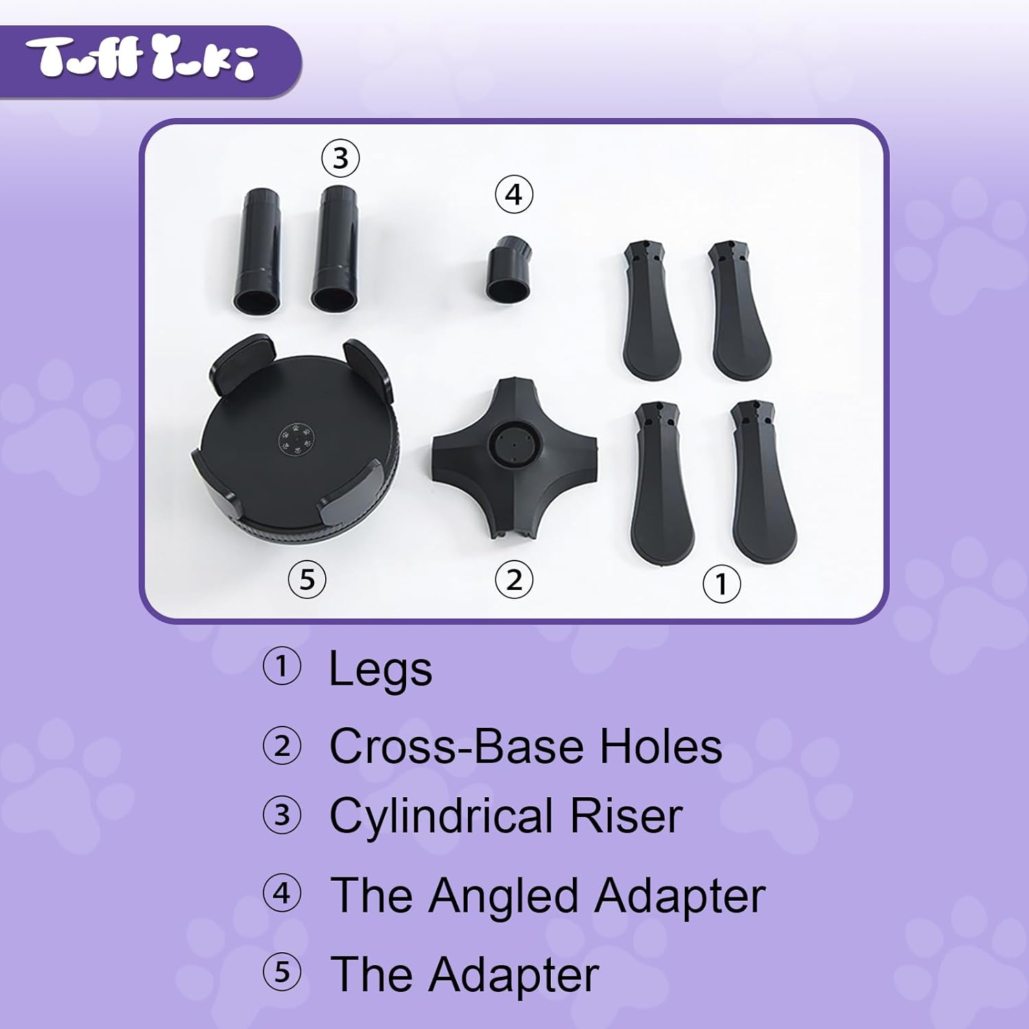 Raised Food Bowl for Dogs,Tilted Pet Feeder Stand,Non Slip Dog Bowls Stand,Dog Food Bowl Stand，for Small Medium Dogs,Adjustable for 5.5"-9.6" Bowls，Heavy-Duty Plastic，(Black, 1-Pack)