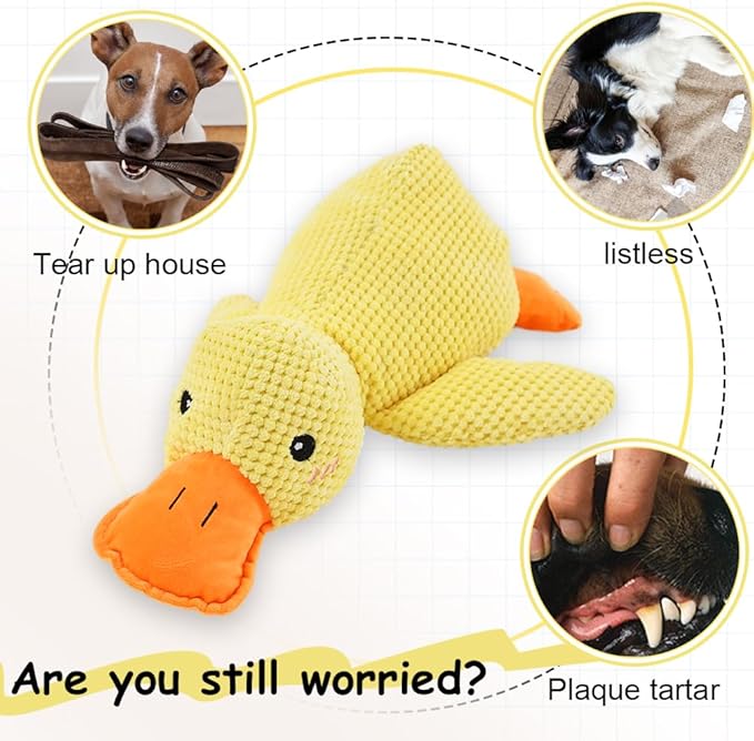 2025 Upgraded Dog Toys, New Durable Calming Duck Toys, Dog Toys for Aggressive Chewers with Soft Squeaker, Fun for Indoor Puppies and Senior Pups (Yellow, S-8.66 * 9.87in)