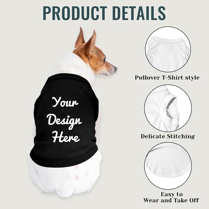 Custom Dog Shirt with Photo Name Logo Personalized Summer Breathable Cloth for Small Medium Large Pet Dogs Puppy Cats, XXL