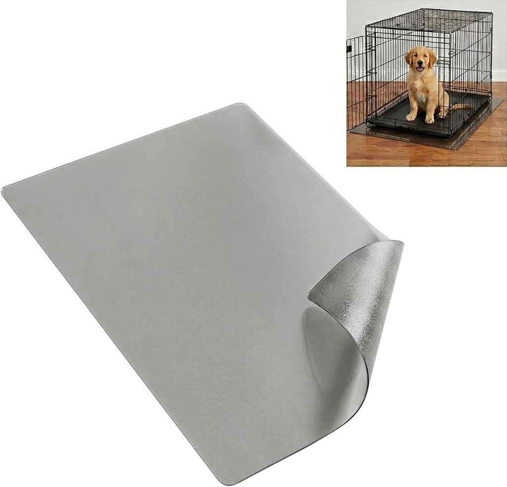 48 x 30 Inch Dog Crate Floor Protector Mat, 1.5mm Heavy Duty Clear PVC Under Kennel Mat for Hardwood Floors & Carpet, Waterproof Pet Mat with Non-Slip Frosted Back