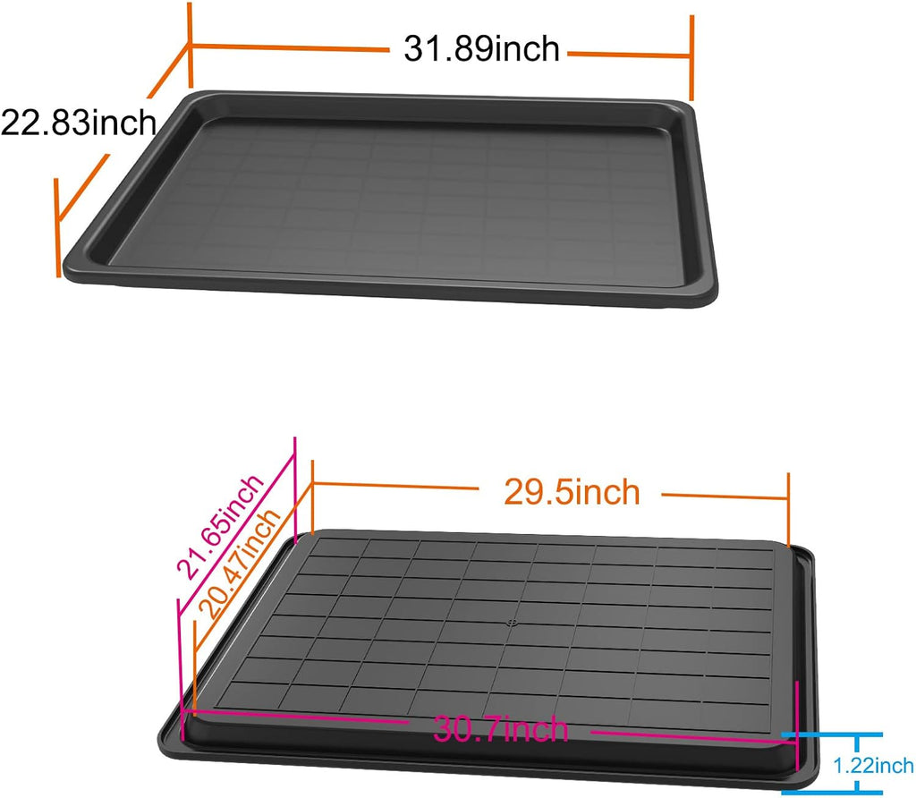 2 Piece 32inch Replacement Pan for Dog Crate - Plastic Bottom Pan, Multi-Purpose Boot Mat, Indoor/Outdoor Waterproof Shoe Tray, Floor Protection, Dog and Cat Food Bowls