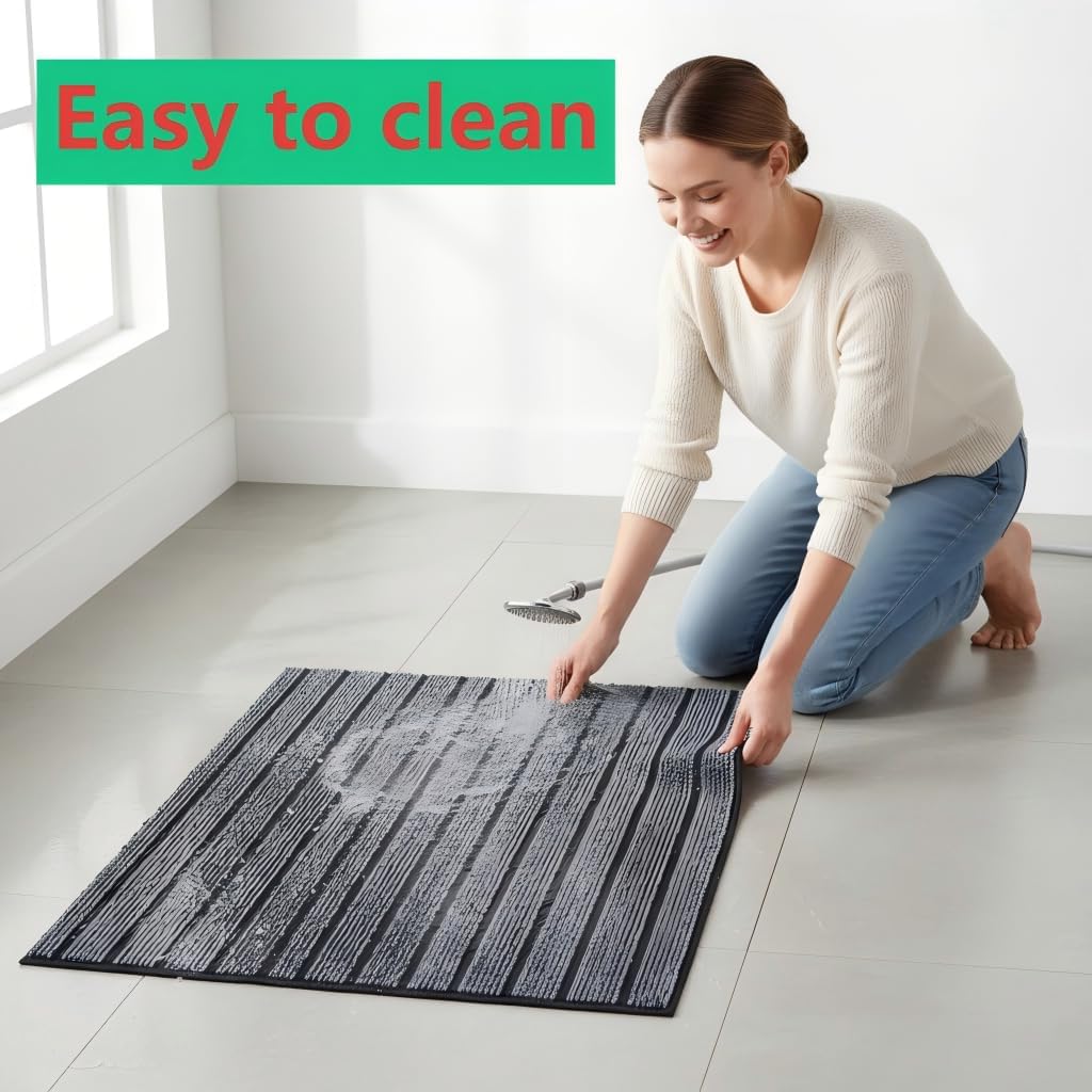 Dog Crate Mat 47"x32" Extra Thick Waterproof Non-Slip Kennel Pad | Absorbent Striped Design for Under Crate, Reusable & Washable Dog Mat for Crate