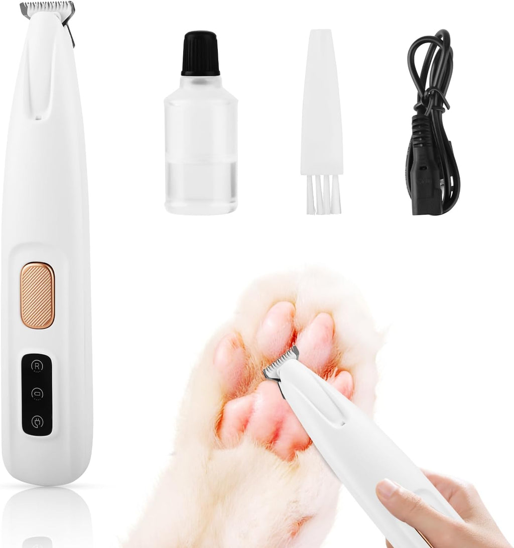 Silent, Cordless, Handheld and Washable Pet Hair Clipper. Equipped with LED Lights Paw Trimmers for Pet's Feet, Rechargeable, Suitable for Paws, Eyes, Ears, Face and Buttocks Areas