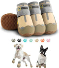 Dog Shoes for Dogs, Dog Booties for Dogs, Anti-Slip Dog Boots & Paw Protectors for Hot Pavement Winter Snow Hiking with Reflective Straps Khaki Size 7, 4PCS