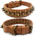 Spiked Dog Collar Soft Pu Leather Mushrooms Rivet Spike Studded Puppy Adjustable Pet Collars for Small Breeds (XS, Brown1)
