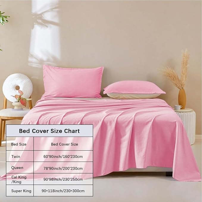 DUJUIKE Waterproof Bed Cover for Dog and Cats,Pet Hair Resistant Bed Sheet Cover, Protective Bed Liner Cover with 100% Waterproof Breathable Thin Fabric (Pink, Super King 90 * 118 inch)