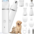 Veeconn 4 in 1 Dog Clippers Grooming Kit with Paw Hair Trimmer for Cat Pet | Low Noise, 7500RPM Powerful, IPX7 Waterproof, Safe & Easy for Beginners, 4 Guide Combs, Cordless Dog Shaver & Nail Grinder