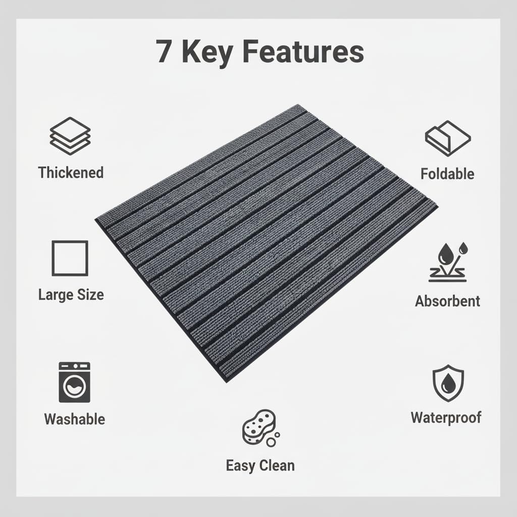 Dog Crate Mat 47"x32" Extra Thick Waterproof Non-Slip Kennel Pad | Absorbent Striped Design for Under Crate, Reusable & Washable Dog Mat for Crate