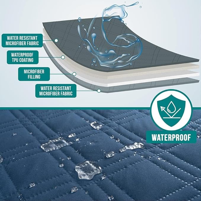 PetAmi Waterproof Bed Cover for Dogs, Waterproof Pet Blanket Couch Cover, Reversible Furniture Cover Sofa Protector for Pet Cat Bed, Washable Waterproof Blanket Dog Cover for Couch Seat, 102x82 Blue