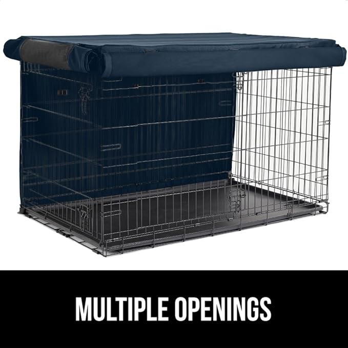 GORILLA GRIP Dog Crate Covers Compatible with Amazon Basics Dog Crates, All Sides Open, Privacy Cover Fits 36" Wire Kennel, Breathable Mesh Windows, Light Reducing Puppy Training Cage Topper, Navy