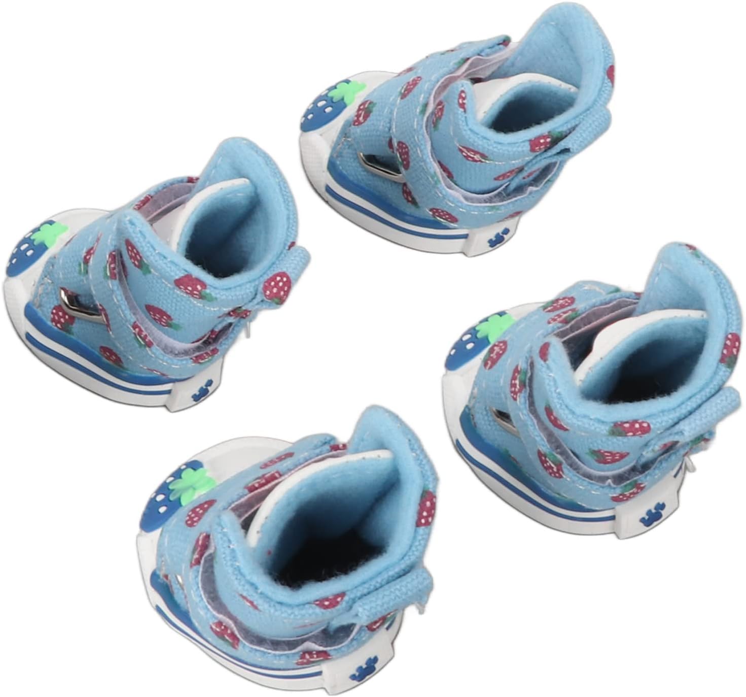 TITA-DONG Small Dog Shoes, Breathable Dog Boots for Summer Hot Pavement, Cute Strawberry Comfortable Slip Resistant Canvas Puppy Boots Paw Protectors for Small Medium Large Dogs Blue(Type 2)
