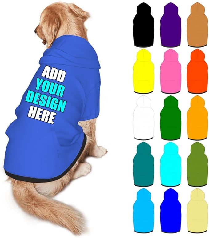 Customized Dog Hoodie with Name Logo Personalized Text Soft & Warm for Puppy Sweatshirt Hooded for Small Medium Large Dogs Girl/Boy Cats/Kitten, RoyalBlue, M