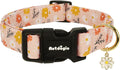 Dog Collar for Extra Small Dogs, Spring &Summer Theme Orange Small Dog Collars with Flower Pattern, Adjustable Puppy Dog Collars, Cute Girl or Boy Dog Collar Ideal for Gifts,Pet Accessory,S