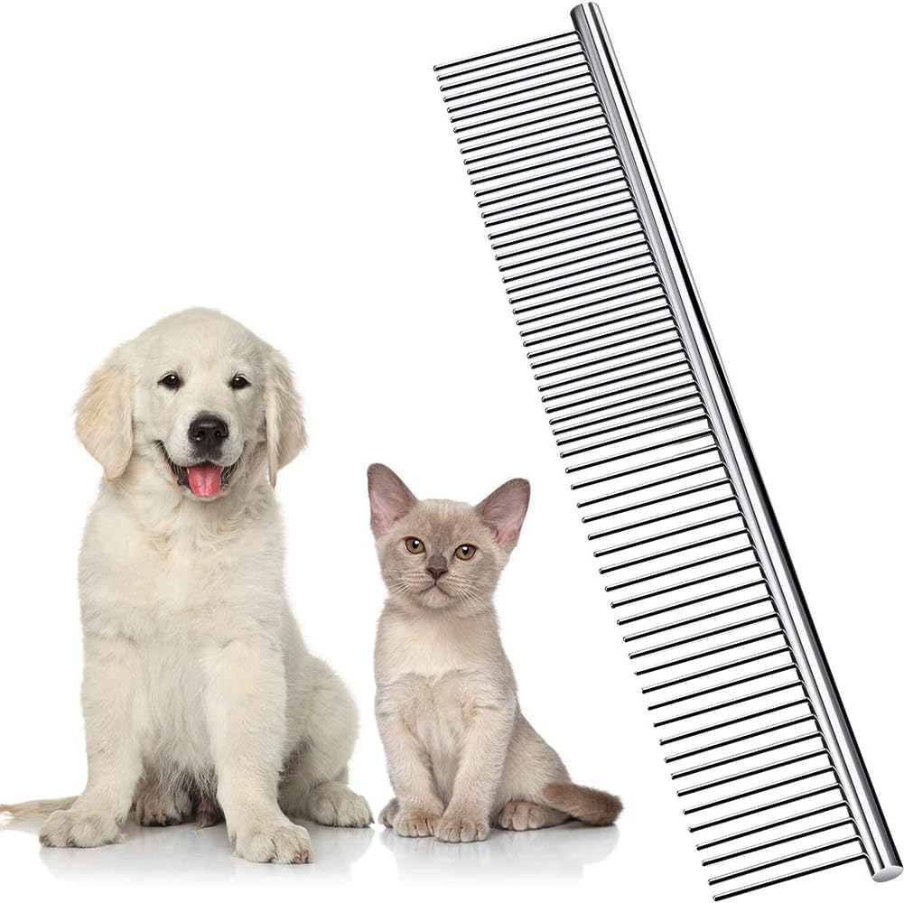 Dog Combs for Grooming, Metal Cat Comb for Long Haired | Removing Tangles and Knots, Professional Grooming Tool for Long Haired Dog, Cat and other pets