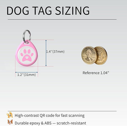 2 Pack QR Code Dog ID Tags for Collar, Personalized Smart Dog Tag with Online Profile, Scan to Contact Owner & View Medical Info, No App No Subscription, Anti-Lost (1.2")