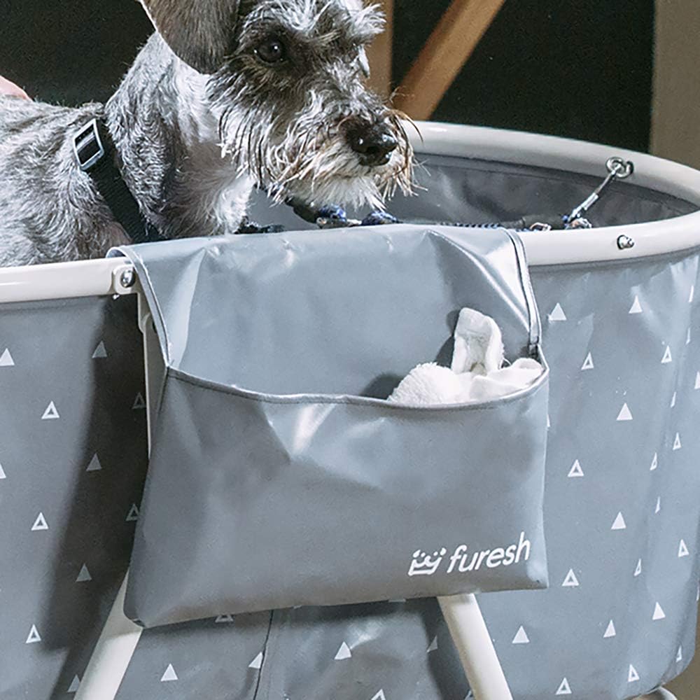 Portable Foldable Dog Bathtub for Small & Medium Dogs (Gray) | Lightweight aluminum frame with elevated design for comfortable bathing and easy storage.