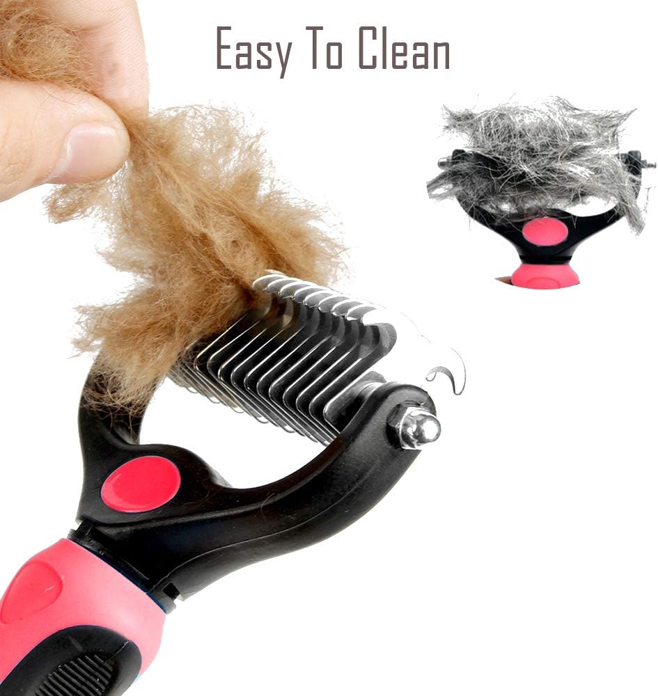 Pet Grooming Tool-Professional Dematting Comb for Dogs and Cats，Safe Undercoat Rake for Easy Mats and Tangles Removing，Keep Your Pet Away from Nasty Shedding Hair.