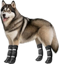 Enjoying Dog Winter Boots for Large Dogs, 4 PCS Anti-Slip Dog Rain Booties with Reflective Magic Tapes, Waterproof Boots for Long Legs Dogs, Warm Pet Shoes for Snowfield, Black, Size #5