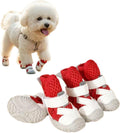 Dog Shoes for Small Dogs, Hot Pavement Summer Puppy Dog Boots & Paw Protectors with Soft Anti-Slip Rubber Sole, Mesh Breathable Dog Booties for Hardfloors, Walking Running 4 Pack (red, 3)