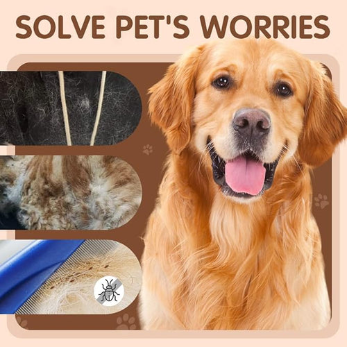 2 Pack Multifunctional Pet Comb, Upgrade Pet Grooming Brush Magic Tear Stain Removal Fine Tooth Stainless Massage Comb Kit for Puppies and Dogs (Purple)