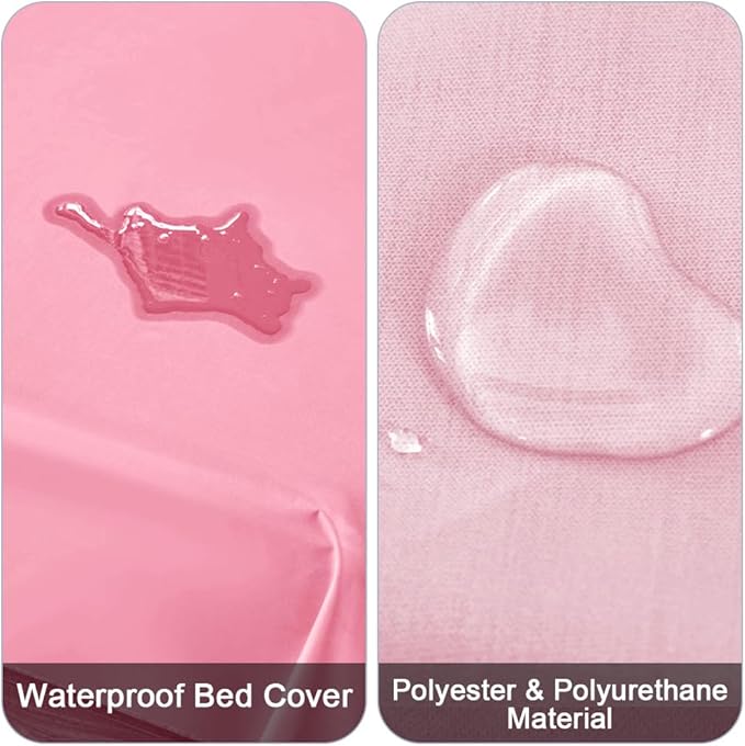 DUJUIKE Waterproof Bed Cover for Dog and Cats,Pet Hair Resistant Bed Sheet Cover, Protective Bed Liner Cover with 100% Waterproof Breathable Thin Fabric (Pink, King 98 * 90 inch)