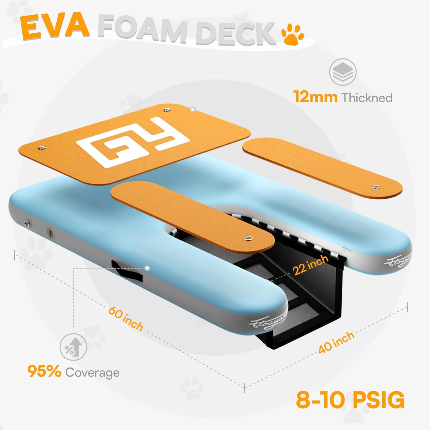 60×40" Dog Pool Ramp,Up to 230Lbs,Dog Ladder in Water for Boat/Pool | Fit Most Dog Size, 98% Area EVA Covered, Claw-Friendly&Stable, Pool Ramp For Dog, Quick Inflate&Travel-Friendly—With Full Kit