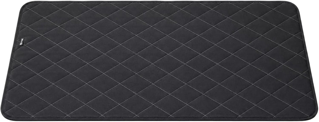 Machine Washable Kennel Mat, Oxford Cloth Mat with Rhombus Quilted Design, Liquid-Shedding Crate Pad for Smaller Animals, All-Season Bedding for Indoor Travel and Home, Black