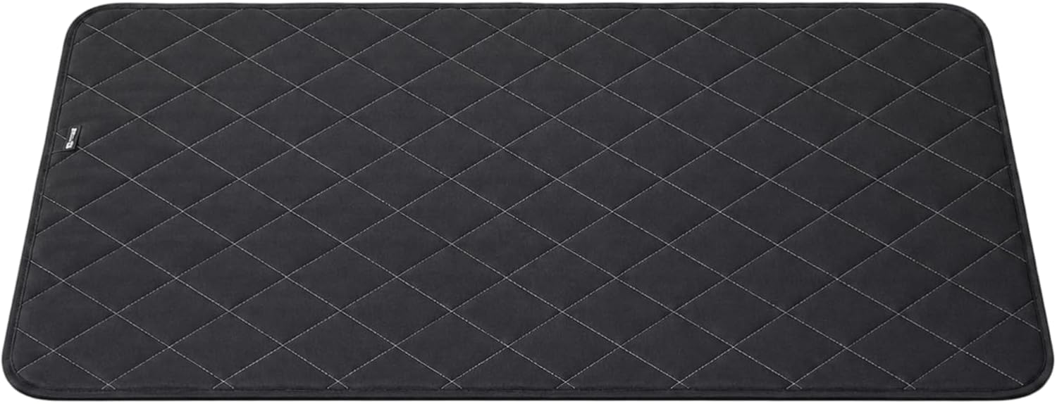 Machine Washable Kennel Mat, Oxford Cloth Mat with Rhombus Quilted Design, Crate Pad for Smaller Animals, All Season Bedding for Indoor Travel, Black