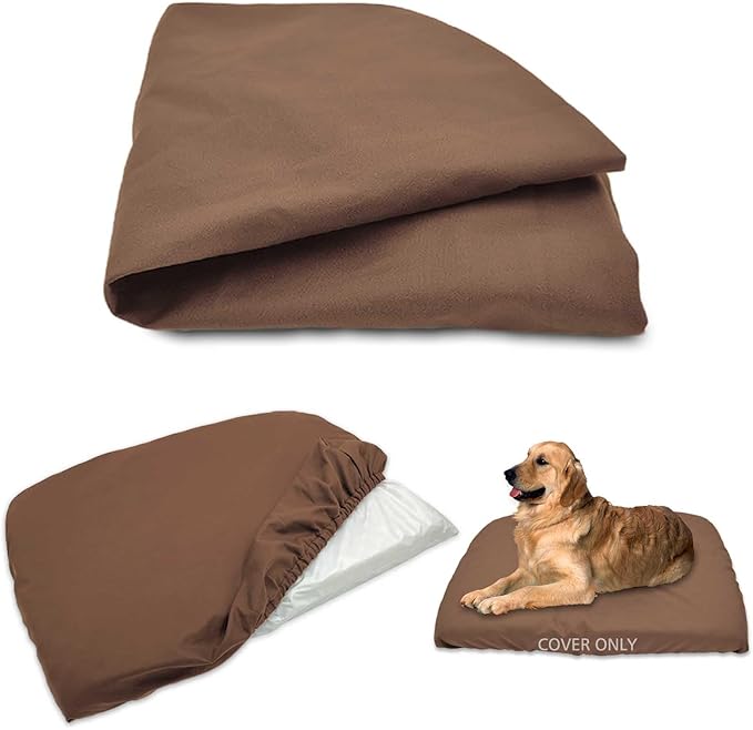 Dog Bed Cover Waterproof Replacement Machine Washable Covers for Dog Bed Heavy Duty Scratch Resistant Mattress Protector Pet Bed 24x18 Inch Brown Cover Only