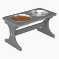 Raised Dog Bowl Stand for Medium Sized Breed, Feeding Station with 35 oz 2 Stainless Steel Bowls & Licking Plate,Dog Food Bowl Gray