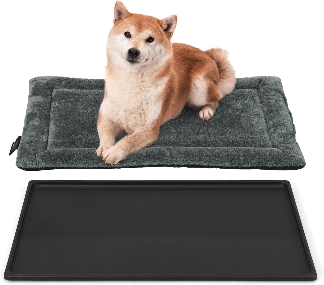 BOWHAUS Machine-Washable Dog Bed Pad & Tray for 36-Inch Kennel, Non-Slip Flat Cozy Sleeping Mat & Easy-Clean Plastic Replacement Crate Pan, Comfortable & Durable for Dogs, Rabbits, Cats, Various Pets
