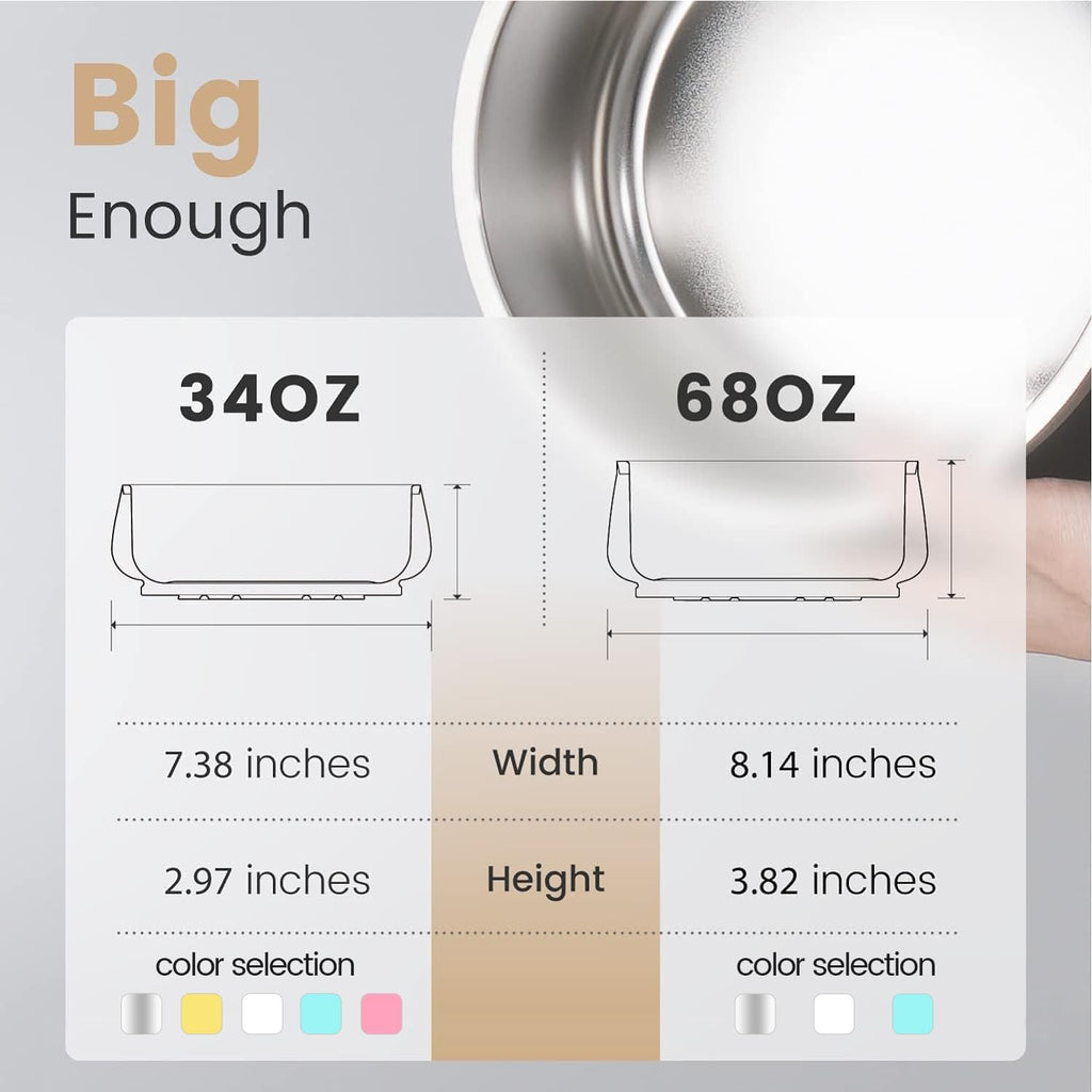 Pawaii Dog Bowl,34 oz Stainless Steel Food and Water Bowl,ID Tag,1 Pack | Double-Wall Design,Non-Slip Rubber Base,Dishwasher Safe,Smooth Open Design, Not a Slow Feeder,Easy-Rinse Interior