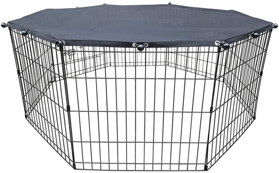 Octagonal Dog Playpen Top Cover for 8 Panel 24" Wide Fence, 210D Oxford Sun Shade & Rain Canopy with Elastic Strap, Washable Mesh Netting for Puppy Enclosure Protection,No Fence(Mesh Cover)