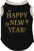 Petitebella Bling Happy New Year Puppy Dog Shirt (Black/Gold, XXX-Large)