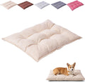 Chew Proof Dog Crate Bed, Reinforced Corner Kennel Pad, Washable Texture Dog Sleeping Mat, Comfort Rest Pad Suitable for Small Indoor Chewing Dogs，Beige：Large
