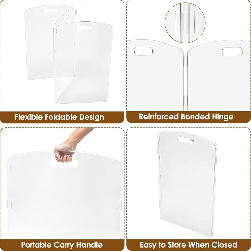 Modern Frame Clear Acrylic Freestanding Dog Gate - 32" Tall Folding 3-Panel Pet Barrier for Doorways, Stairs & Large Openings, Indoor Fence for Small to Large Dogs & Cats