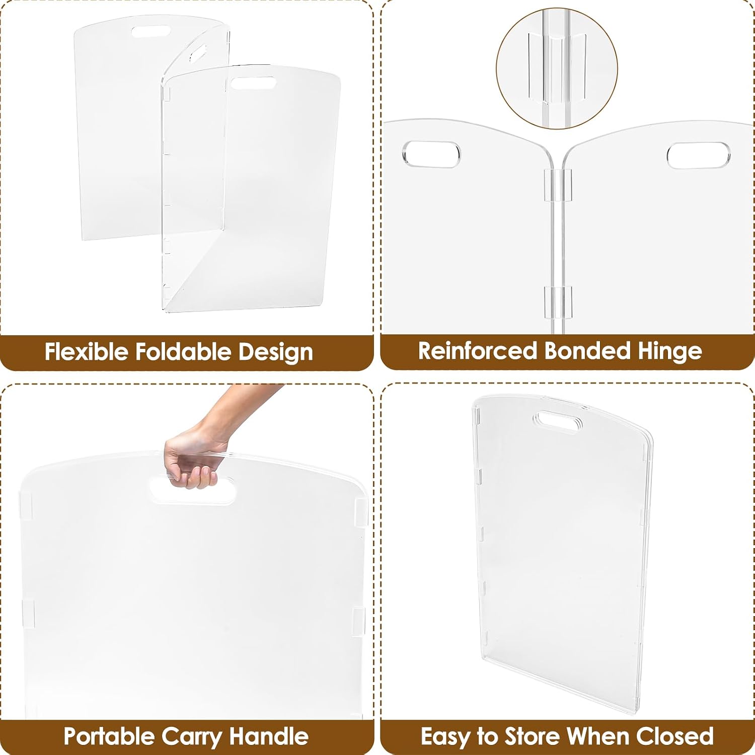 Modern Frame Clear Acrylic Freestanding Dog Gate - 32" Tall Folding 3-Panel Pet Barrier for Doorways, Stairs & Large Openings, Indoor Fence for Small to Large Dogs & Cats