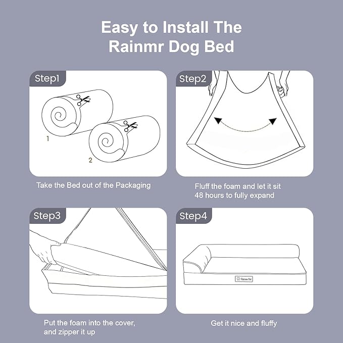 Orthopedic Dog Beds for Large Dogs, Memory Foam Dog Beds Large Sized Dogs, Washable Removable Cover, Nonskid Bottom, Waterproof, for Indoor, Outdoor, Crate ＆ Car Use, 36x27x6 Inches, Brown Grey