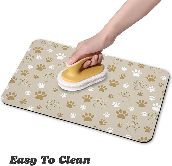 Dog Food Mat, Absorbent Water Bowl Mats Cat Pet Feeding Placemats Beige 24 * 32 inch