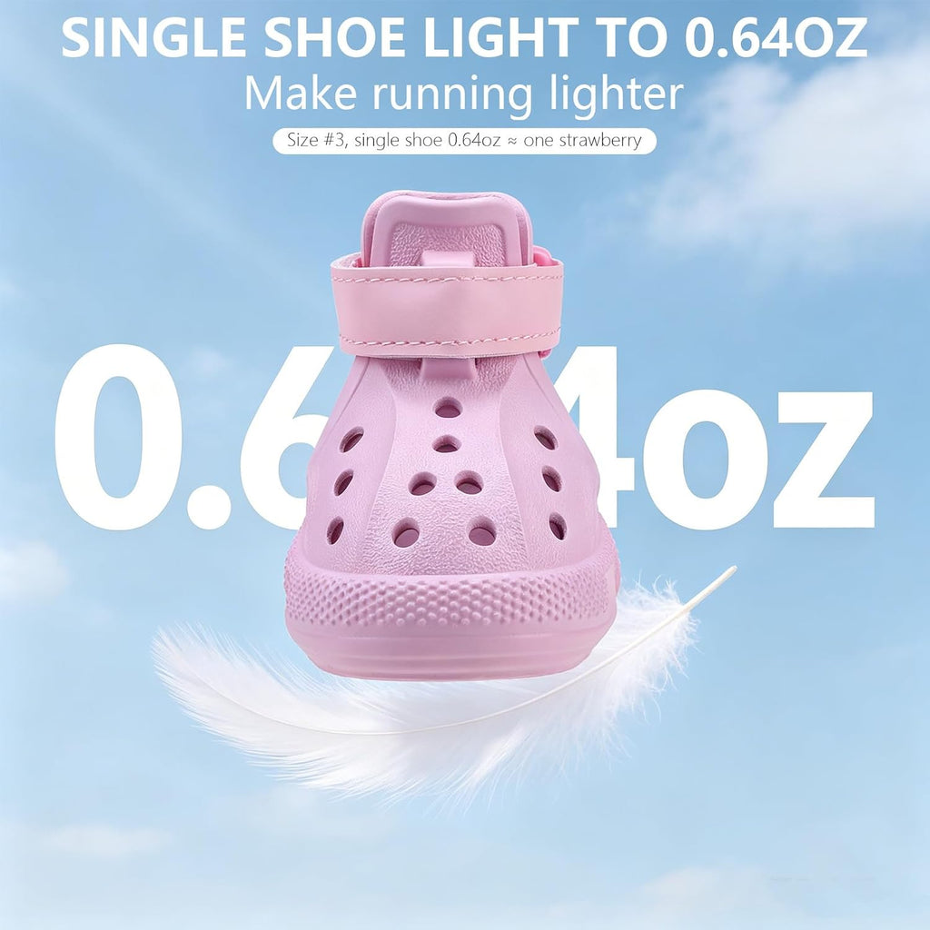 EVA Dog Shoes for Hot Pavement, Non-Slip Waterproof Reflective Adjustable Dog Booties Boots & Paw Protectors, Easy ON & Off Rugged Sole for Small Medium Large Dog Outdoor Walking (Pink,3)