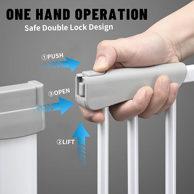 41" Tall Safety Pet Gate,Adjustable 29.92"-43.71" Wide,No Drilling Pressure Mount Kit,Auto Close Cat Gate Suitable for Stairs,Doorways,White (29.92"-43.71" W)